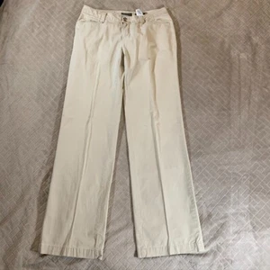 Eddie Bauer Women 8 Long Chino Pants Beige Blakely Fit Straight Mid Rise Stretch - Picture 1 of 13
