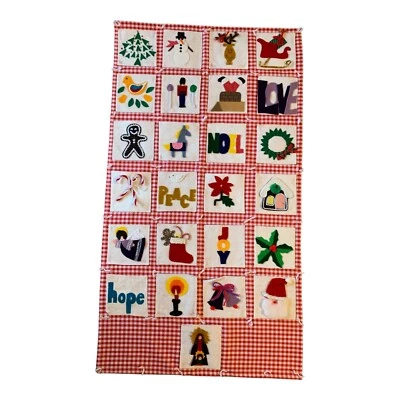 Christmas Advent Fabric Nativity Tapestry Calendar Holiday Handmade Big 43 x 24” - Image 1 of 4
