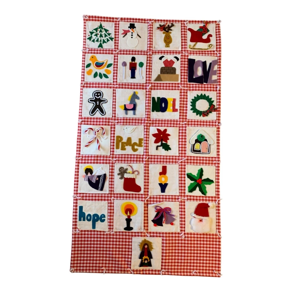 Christmas Advent Fabric Nativity Tapestry Calendar Holiday Handmade Big 43 x 24” - Image 1 of 4