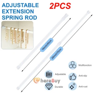 2PCS Heavy-Duty Steel Tension Curtain Rod Spring Load Shower Curtain Rod 40-70cm - Picture 1 of 12