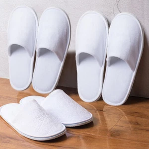 5-30 Pairs Spa Hotel Guest Slippers Closed Toe Towelling Disposable Terry Style - Picture 1 of 16