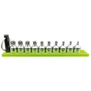10 PC. 1/4'' DR TORX HALF CUT STUBBY DRIVER SET (T10 - T50) W/ 6'' GREEN MAGRAIL - Picture 1 of 2