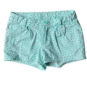 Girls M 7-8 Cherokee Mint Green Black & White Flower Dot Chino Shorts - Picture 1 of 3