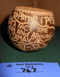 Handgeschnitzte Kalebasse Kürbis Souvenir Tasse Jamaika - Bild 1 von 6