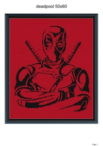 Deadpool blanket pattern, 50x60", written and graph pattern included - Picture 1 of 1