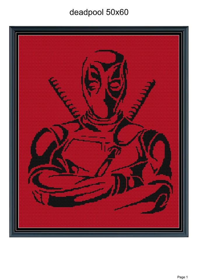 Deadpool blanket pattern, 50x60", written and graph pattern included - Image 1 of 1