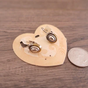 Brighton Two Tone Silver Gold Tone Lever Back Wire Dangle Oval Scroll Earrings - Picture 1 of 1
