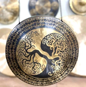 16 Inches Tree Of Life Carving -Tibetan Handmade Gong - Sound Healing ,Gong Bath - Picture 1 of 5