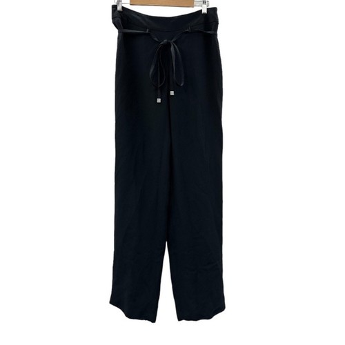 VETEMENTS Pantaloni eleganti Armani Collezioni blu navy misto seta vita alta cravatta taglia 8