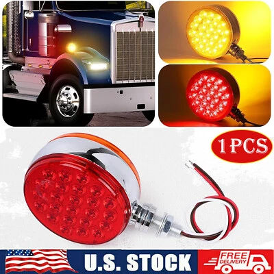 48 LED Round Double Face Turn Signal Lights for Freightliner Peterbilt Kenworth - Image 1 of 4