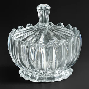 Elegant Glass Candy Jar with Lid Clear Crystal Style Storage Bowl for Sweets - Picture 1 of 12