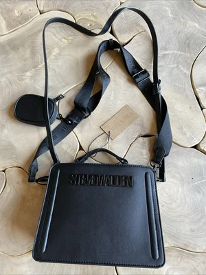 Steve Madden Black Crossbody Bag Matte Faux Leather 2 Strap Choices Bevelyn - Image 1 of 4