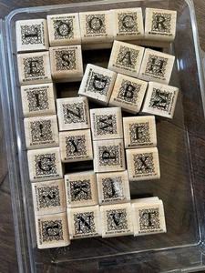 Stampin Up! CLASSIC CAPS -Alphabet Wood Mount Rubber Stamp Set 28 Vintage 2003 - Picture 1 of 6