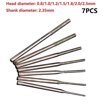 7pcs Emery Coated Drill Bits for Gemstone Drilling 0 8 2 5mm Diameter Set - Image 1 of 4