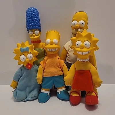 Juego de 5 figuras de muñecas de peluche de colección de Los Simpson 1990 Matt Groening Burger King Foto 1 de 4