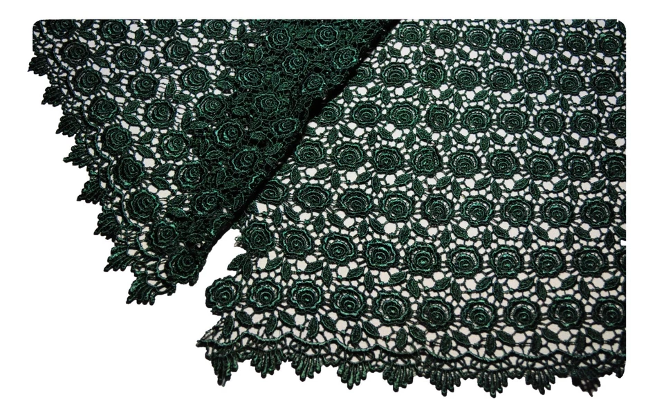 Unotrim 42"  Rose Venice Lace Fabric All Over Both side Scalloped Edge 9 colors - Image 1 of 4