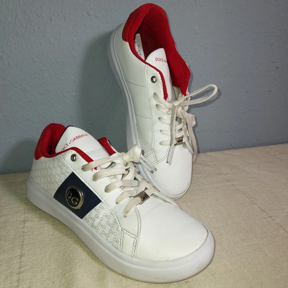 sz 6.5 US D&G Dolce & Gabbana Low-Top Sneakers Red White Navy - Image 1 of 4