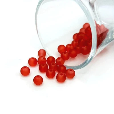 Красные матовые стеклянные бусины 6 мм - продавец из США - Изображение 1 из 3