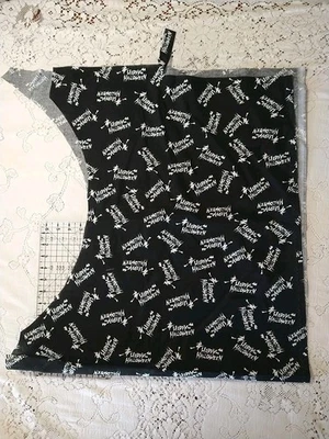 REMNANT "Happy Halloween" Witch & Bats on Black Cotton Fabric 18"x26" - Image 1 of 3