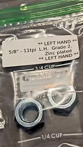 2 Pcs. 5/8"-11 tpi LH, NEW! Grade 2 Hex Nut "Left Hand" (Reverse Thread) - Picture 1 of 5