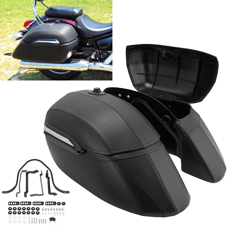 Large Hard Saddlebags Bags Motorcycle Luggage Trunk For Harley Honda Suzuki - Image 1 of 4
