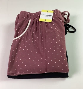 Lucky Brand Ladies' 2-Pack Straight Leg Lounge Pajama Pants, Pink Dot & Black, S - Picture 1 of 8