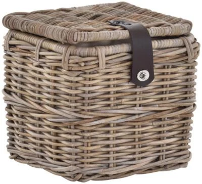 Korbtruhe Allzweck Korb Box mit Deckel Natur Rattan Grau (Klein, Quadratisch) - Bild 1 von 4