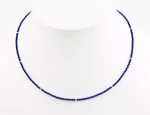 Lapis Kette Edelsteinlkette Lapislazuli Marine blau facettierte Collier ca.45 cm - Bild 1 von 4