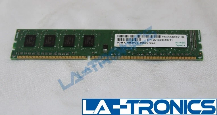 Apacer 2GB DDR3 PC3-10600 CL9 240-Pin SDRAM UDIMM Desktop Memory RAM - 116V3 - Image 1 of 3