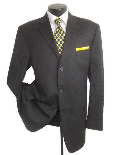 @* Cappotto giacca tuta lana 3 bottoni a righe marrone Burberry London 46L senza pantaloni