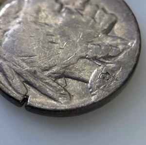 1937-D Buffalo Nickel w/ Clipped Planchet & Grease Strike Error! - Picture 1 of 5