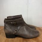 Abeo Boots Womens 11 M Brown Leather Ankle Shoes Classic Casual Buckle Zip Up