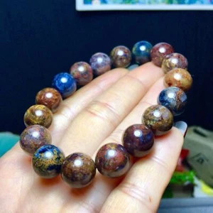 Natural Peter Stone Colours Pietersite Gems Namibia Round Beads Bracelet 12mm - Picture 1 of 8