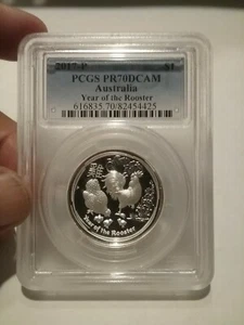 2017 P Australia Año Lunar del Gallo Alto Relieve PCGS PF70 DCAM - Imagen 1 de 4