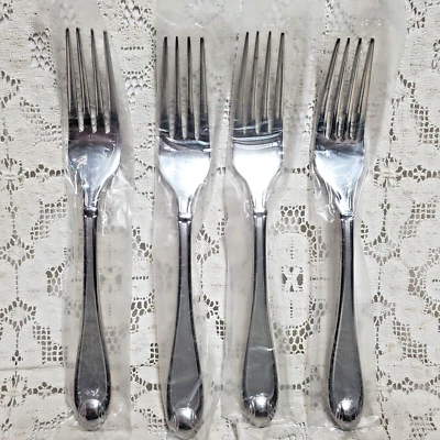 Oneida Satin Garnet Dinner Forks 8" Stainless Steel 18/10  New Set of 4 - Image 1 of 4