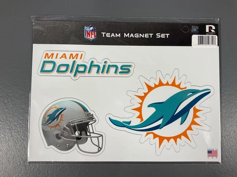 Miami Dolphins Team Magnet Set Team Logo Sports NFL Football Blue and Orange Cover