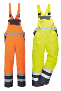 Portwest S488 Hi Vis Bib and Brace Contrast Breathable Hi Visibility Dungaree - Picture 1 of 8