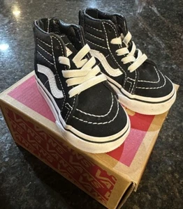 VANS Baby Toddler Size 3.5 Sneakers High Top Back Zip Black - Picture 1 of 10