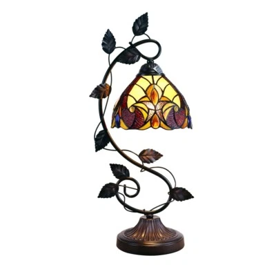 CHLOE Stained Glass Tiffany Style Victorian Accent Lamp Night Light MATCHING PAIR