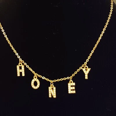 Colar de mel colar de cristal tom dourado - Imagem 1 de 3