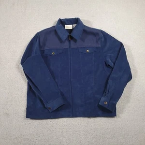 Alfred Dunner Blue Blazer Jacket Size 14 Corduroy Full Zip Button Wool Blend  - Picture 1 of 12