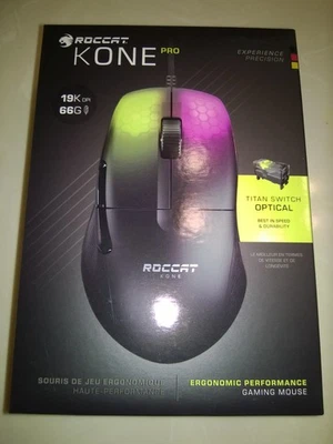 ROCCAT Kone Pro PC Gaming Mouse Lightweight Ergonomic Design Titan Switch Black - Image 1 of 4