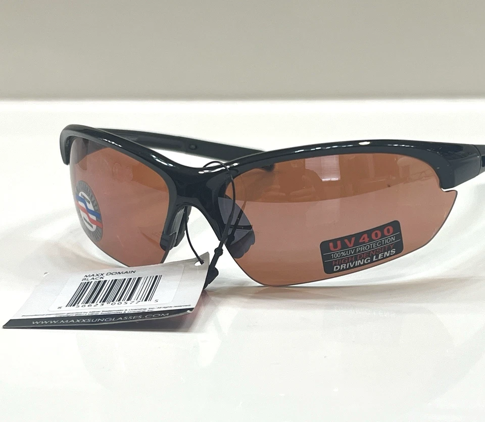 Nuevo Maxx HD Gafas de Sol Domain HD Negro Golf Conducción Pesca Lente Marrón Polarizada Foto 1 de 4