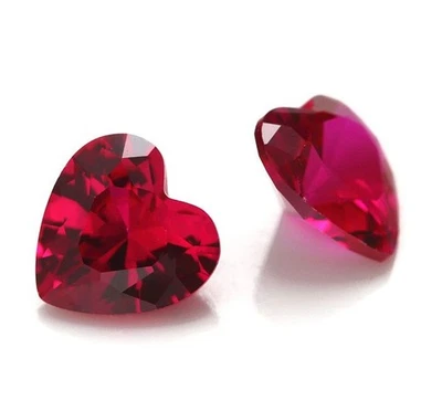 Fine Cut Lab Created Heart Synthetic Ruby Loose Gemstone For Assorted Jewelry - Image 1 of 4