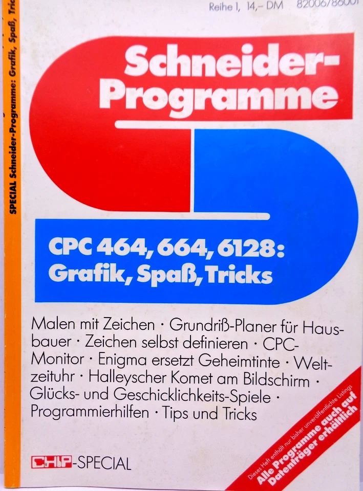 CHIP SPECIAL REIHE 1 SCHNEIDER-PROGRAMME GRAFIK,SPASS,TRICKS(VOGEL-MAGAZIN) #2DE - Bild 1 von 4