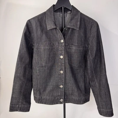 Chicos Additions Black Denim Jacket Size 0 (Small) (4/5) Button Front Pockets - Image 1 of 4