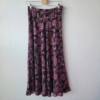 Jones Нью-Йорк женщин юбка размер 6 цветочный 100% шелк коттедж midi скромный богемное подкладка - Изображение 1 из 4