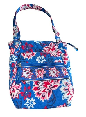Bolsa de ombro acolchoada Bella Taylor azul vibrante padrão floral alça dupla - Imagem 1 de 4