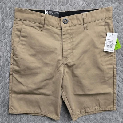 Volcom Frickin Modern Straight Youth Chino Shorts Size 28 Khaki Tan New - Image 1 of 4