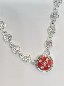 Style Dots Women’s Silver Necklace With Red Dotlet And Crystals NEW - Picture 1 of 2